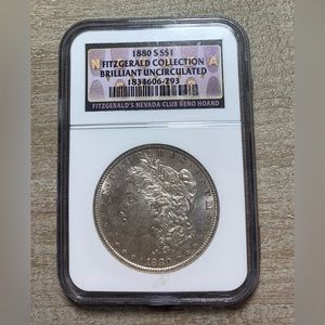 1880-S Morgan Silver Dollar Fitzgerald Collection Nevada Casino Hoard NGC BU